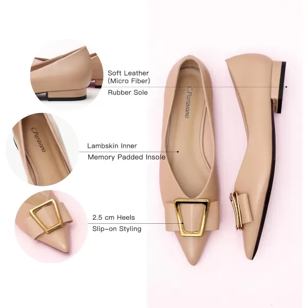 C.Paravano Women’s Flats I Pointed Toe Flats for Women I Women Flat Shoes I Crystal Buckle Flats I Ballet Flats Shoes for Women I Slip on Dressy Flats