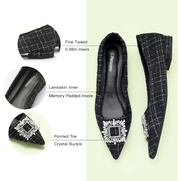 C.Paravano Women’s Flats I Pointed Toe Flats for Women I Women Flat Shoes I Crystal Buckle Flats I Ballet Flats Shoes for Women I Slip on Dressy Flats