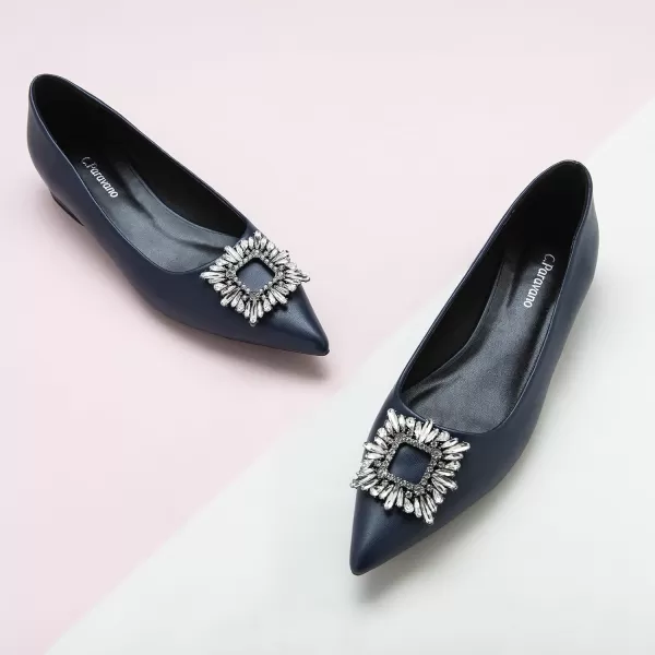 C.Paravano Women’s Flats I Pointed Toe Flats for Women I Women Flat Shoes I Crystal Buckle Flats I Ballet Flats Shoes for Women I Slip on Dressy Flats