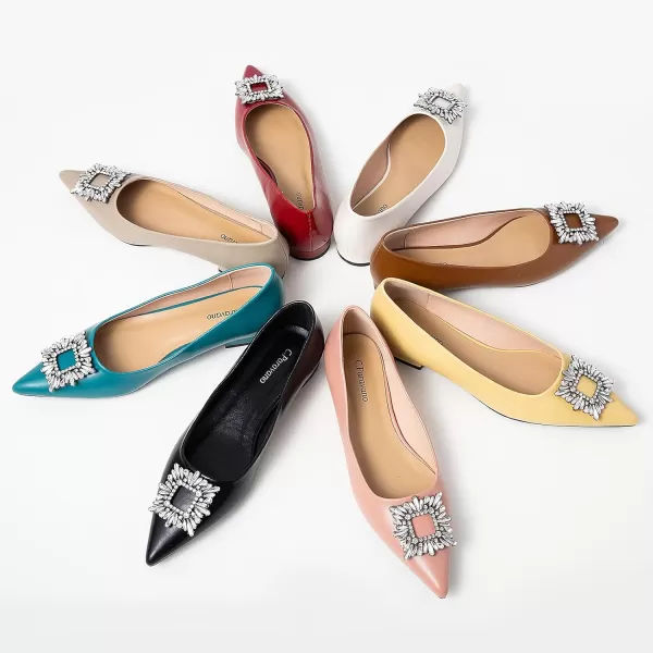 C.Paravano Women’s Flats I Pointed Toe Flats for Women I Women Flat Shoes I Crystal Buckle Flats I Ballet Flats Shoes for Women I Slip on Dressy Flats