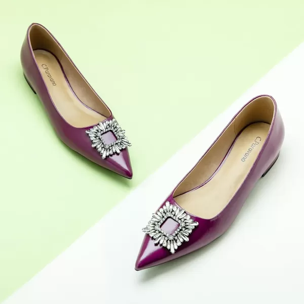 C.Paravano Women’s Flats I Pointed Toe Flats for Women I Women Flat Shoes I Crystal Buckle Flats I Ballet Flats Shoes for Women I Slip on Dressy Flats