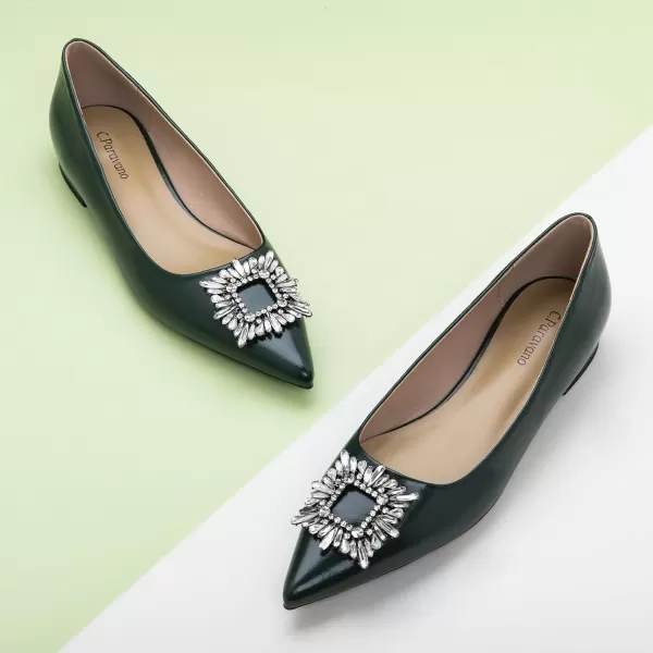 C.Paravano Women’s Flats I Pointed Toe Flats for Women I Women Flat Shoes I Crystal Buckle Flats I Ballet Flats Shoes for Women I Slip on Dressy Flats