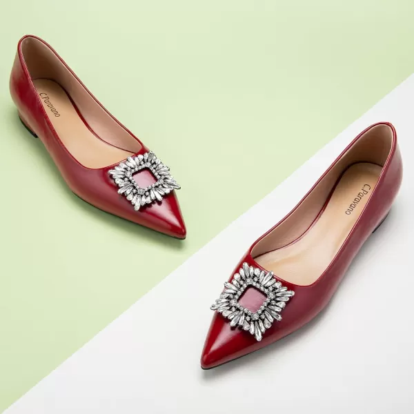 C.Paravano Women’s Flats I Pointed Toe Flats for Women I Women Flat Shoes I Crystal Buckle Flats I Ballet Flats Shoes for Women I Slip on Dressy Flats