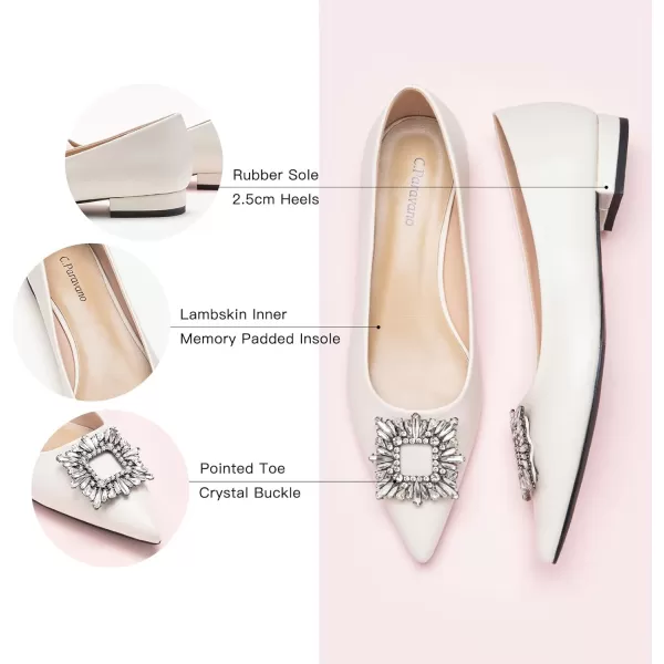 C.Paravano Women’s Flats I Pointed Toe Flats for Women I Women Flat Shoes I Crystal Buckle Flats I Ballet Flats Shoes for Women I Slip on Dressy Flats