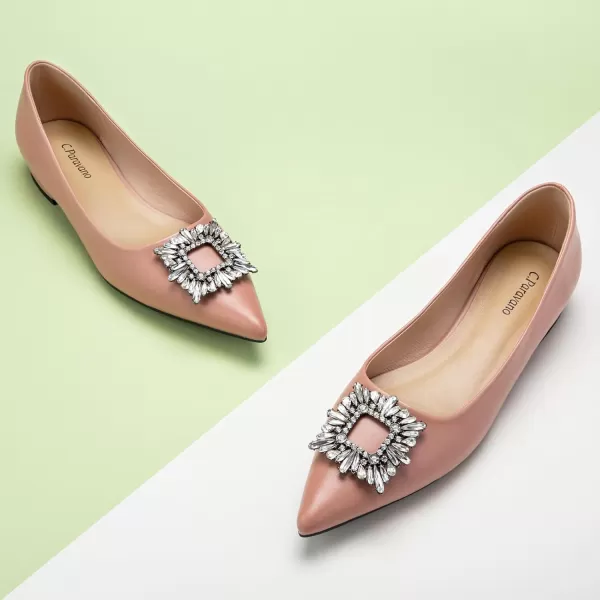 C.Paravano Women’s Flats I Pointed Toe Flats for Women I Women Flat Shoes I Crystal Buckle Flats I Ballet Flats Shoes for Women I Slip on Dressy Flats