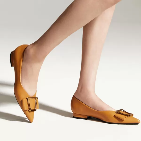 C.Paravano Women’s Flats I Pointed Toe Flats for Women I Women Flat Shoes I Crystal Buckle Flats I Ballet Flats Shoes for Women I Slip on Dressy Flats
