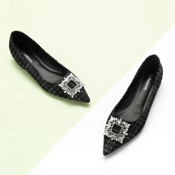 C.Paravano Women’s Flats I Pointed Toe Flats for Women I Women Flat Shoes I Crystal Buckle Flats I Ballet Flats Shoes for Women I Slip on Dressy Flats