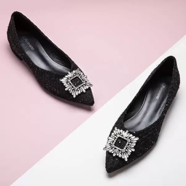 C.Paravano Women’s Flats I Pointed Toe Flats for Women I Women Flat Shoes I Crystal Buckle Flats I Ballet Flats Shoes for Women I Slip on Dressy Flats