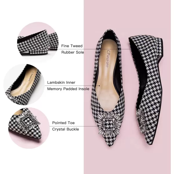 C.Paravano Women’s Flats I Pointed Toe Flats for Women I Women Flat Shoes I Crystal Buckle Flats I Ballet Flats Shoes for Women I Slip on Dressy Flats