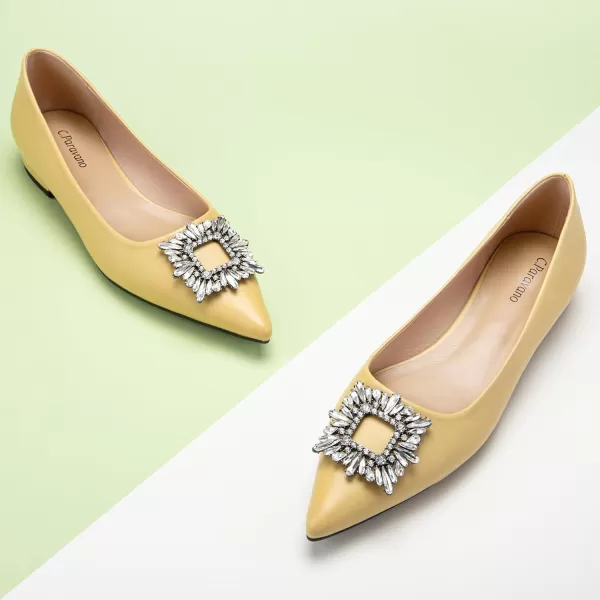 C.Paravano Women’s Flats I Pointed Toe Flats for Women I Women Flat Shoes I Crystal Buckle Flats I Ballet Flats Shoes for Women I Slip on Dressy Flats