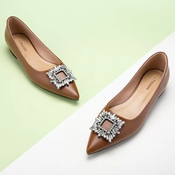 C.Paravano Women’s Flats I Pointed Toe Flats for Women I Women Flat Shoes I Crystal Buckle Flats I Ballet Flats Shoes for Women I Slip on Dressy Flats