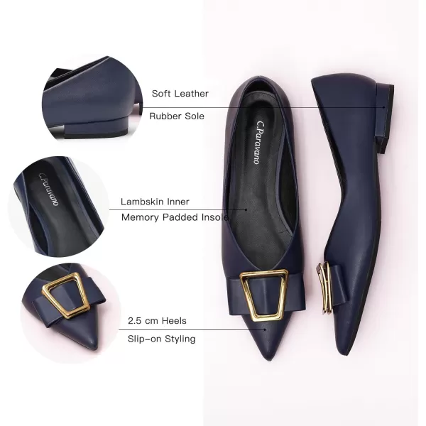 C.Paravano Women’s Flats I Pointed Toe Flats for Women I Women Flat Shoes I Crystal Buckle Flats I Ballet Flats Shoes for Women I Slip on Dressy Flats