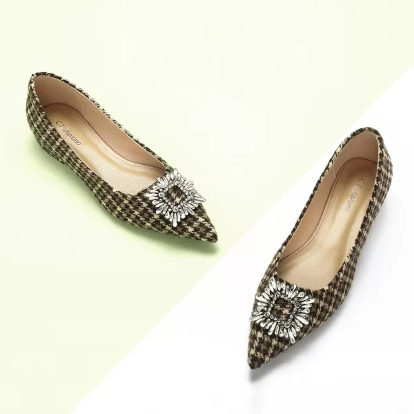 C.Paravano Women’s Flats I Pointed Toe Flats for Women I Women Flat Shoes I Crystal Buckle Flats I Ballet Flats Shoes for Women I Slip on Dressy Flats