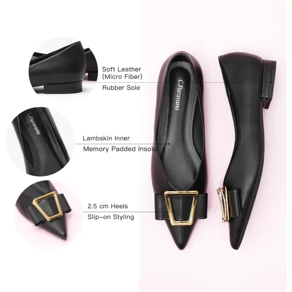 C.Paravano Women’s Flats I Pointed Toe Flats for Women I Women Flat Shoes I Crystal Buckle Flats I Ballet Flats Shoes for Women I Slip on Dressy Flats