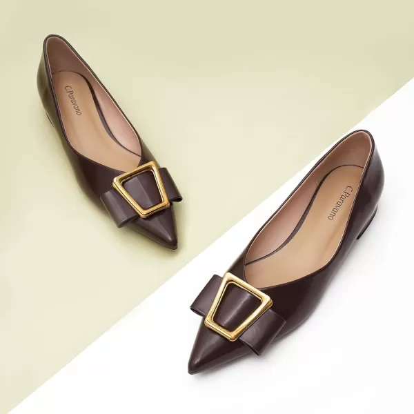 C.Paravano Women’s Flats I Pointed Toe Flats for Women I Women Flat Shoes I Crystal Buckle Flats I Ballet Flats Shoes for Women I Slip on Dressy Flats