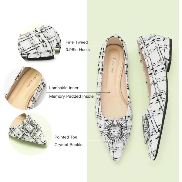 C.Paravano Women’s Flats I Pointed Toe Flats for Women I Women Flat Shoes I Crystal Buckle Flats I Ballet Flats Shoes for Women I Slip on Dressy Flats