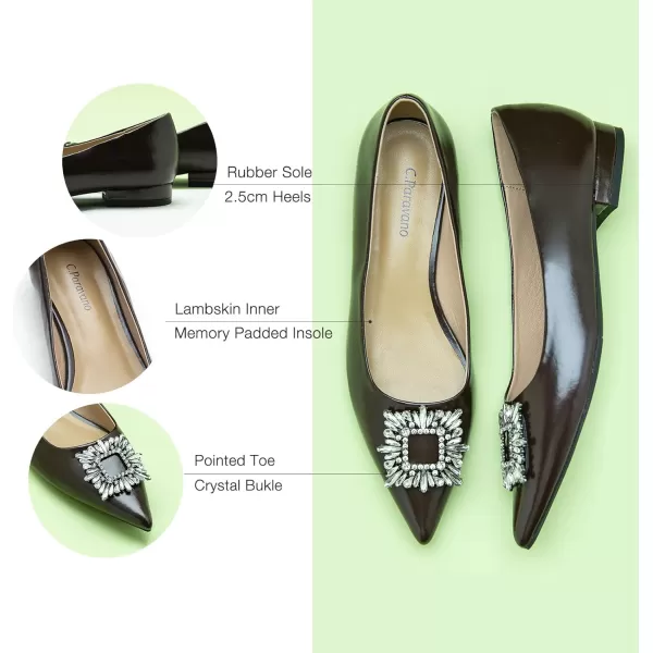 C.Paravano Women’s Flats I Pointed Toe Flats for Women I Women Flat Shoes I Crystal Buckle Flats I Ballet Flats Shoes for Women I Slip on Dressy Flats
