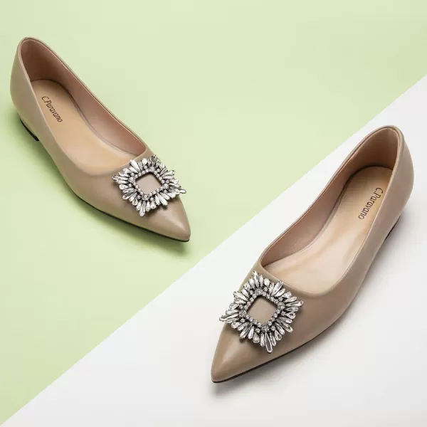 C.Paravano Women’s Flats I Pointed Toe Flats for Women I Women Flat Shoes I Crystal Buckle Flats I Ballet Flats Shoes for Women I Slip on Dressy Flats
