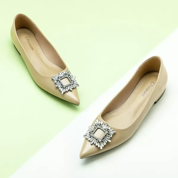 C.Paravano Women’s Flats I Pointed Toe Flats for Women I Women Flat Shoes I Crystal Buckle Flats I Ballet Flats Shoes for Women I Slip on Dressy Flats
