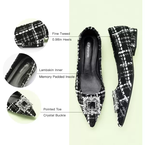 C.Paravano Women’s Flats I Pointed Toe Flats for Women I Women Flat Shoes I Crystal Buckle Flats I Ballet Flats Shoes for Women I Slip on Dressy Flats