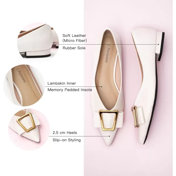 C.Paravano Women’s Flats I Pointed Toe Flats for Women I Women Flat Shoes I Crystal Buckle Flats I Ballet Flats Shoes for Women I Slip on Dressy Flats