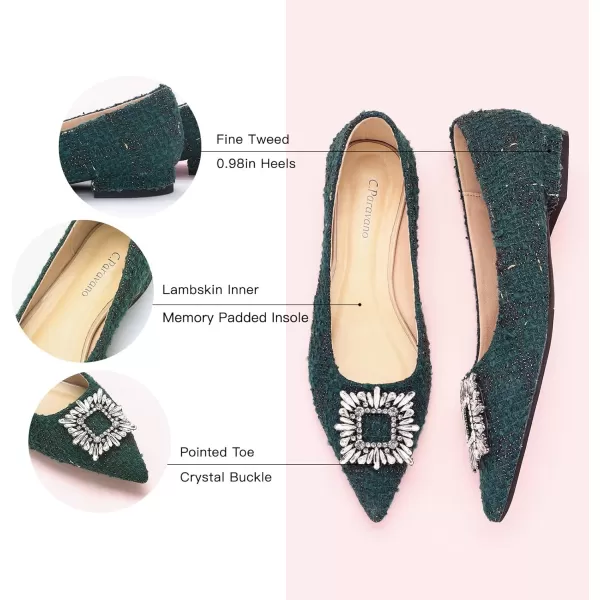C.Paravano Women’s Flats I Pointed Toe Flats for Women I Women Flat Shoes I Crystal Buckle Flats I Ballet Flats Shoes for Women I Slip on Dressy Flats