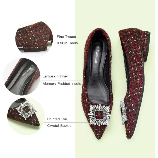 C.Paravano Women’s Flats I Pointed Toe Flats for Women I Women Flat Shoes I Crystal Buckle Flats I Ballet Flats Shoes for Women I Slip on Dressy Flats