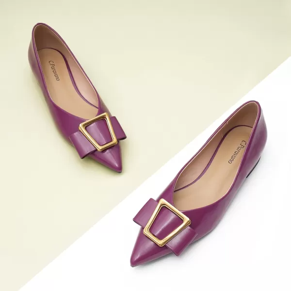 C.Paravano Women’s Flats I Pointed Toe Flats for Women I Women Flat Shoes I Crystal Buckle Flats I Ballet Flats Shoes for Women I Slip on Dressy Flats