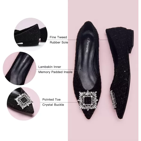 C.Paravano Women’s Flats I Pointed Toe Flats for Women I Women Flat Shoes I Crystal Buckle Flats I Ballet Flats Shoes for Women I Slip on Dressy Flats