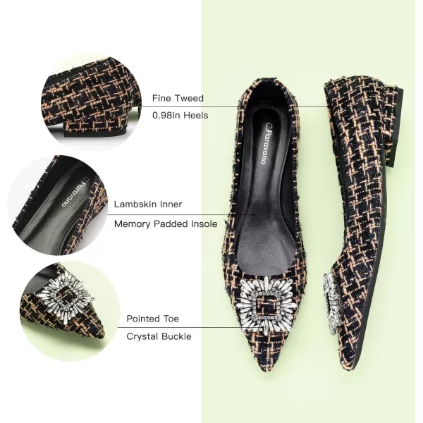 C.Paravano Women’s Flats I Pointed Toe Flats for Women I Women Flat Shoes I Crystal Buckle Flats I Ballet Flats Shoes for Women I Slip on Dressy Flats