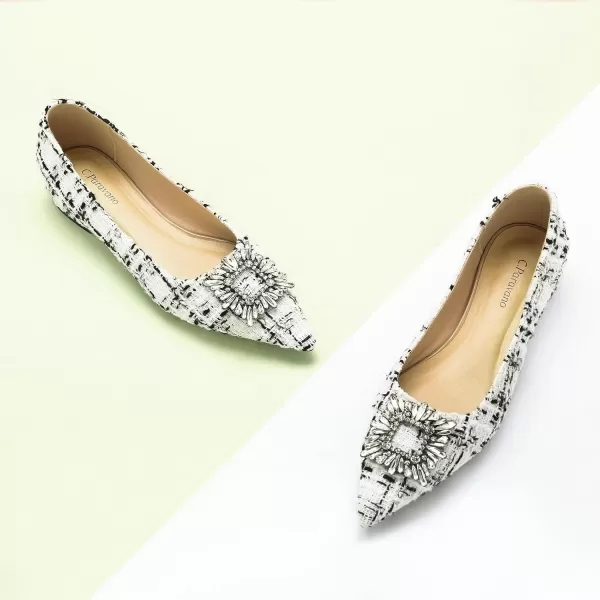 C.Paravano Women’s Flats I Pointed Toe Flats for Women I Women Flat Shoes I Crystal Buckle Flats I Ballet Flats Shoes for Women I Slip on Dressy Flats