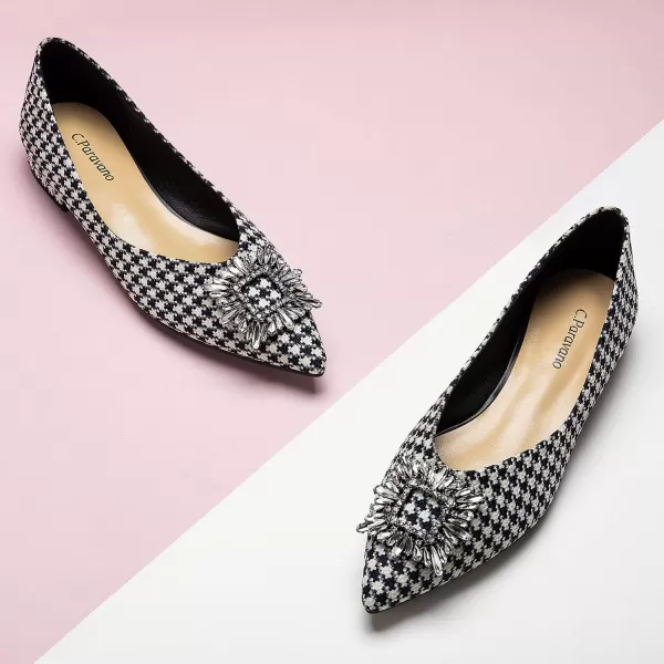 C.Paravano Women’s Flats I Pointed Toe Flats for Women I Women Flat Shoes I Crystal Buckle Flats I Ballet Flats Shoes for Women I Slip on Dressy Flats
