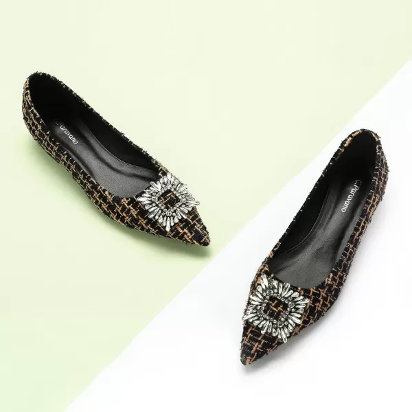 C.Paravano Women’s Flats I Pointed Toe Flats for Women I Women Flat Shoes I Crystal Buckle Flats I Ballet Flats Shoes for Women I Slip on Dressy Flats