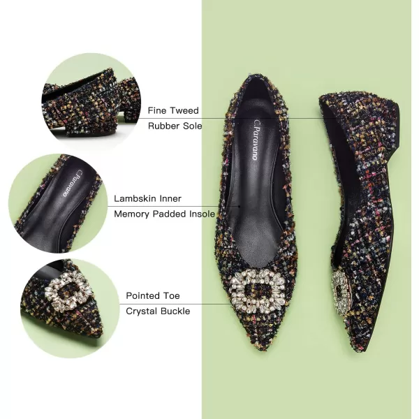 C.Paravano Women’s Flats I Pointed Toe Flats for Women I Women Flat Shoes I Crystal Buckle Flats I Ballet Flats Shoes for Women I Slip on Dressy Flats