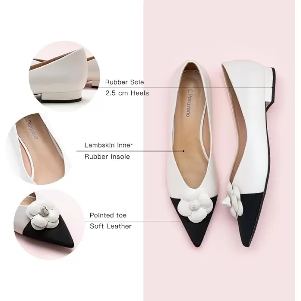 C.Paravano Women’s Flats I Slip on Ballet Flats I Pointed Toe Flats for Women I Two Tone Flats I Leather Flats Shoes Women I Womens Designer Flats