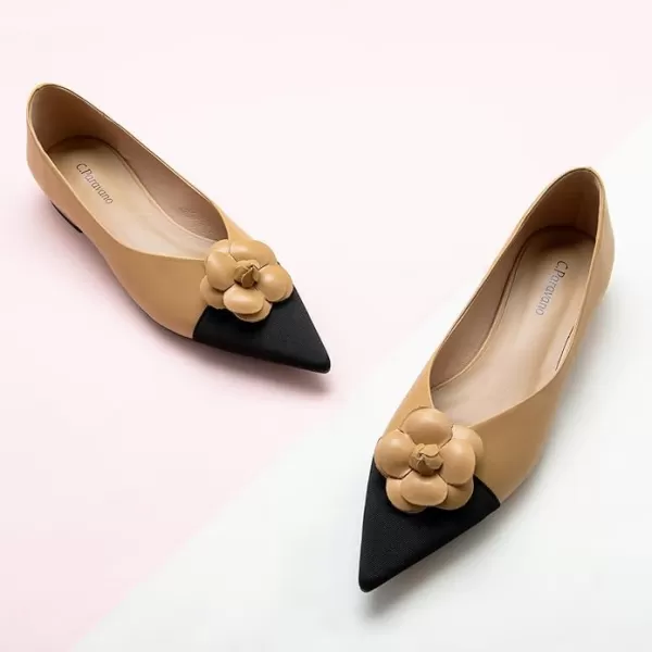 C.Paravano Women’s Flats I Slip on Ballet Flats I Pointed Toe Flats for Women I Two Tone Flats I Leather Flats Shoes Women I Womens Designer Flats
