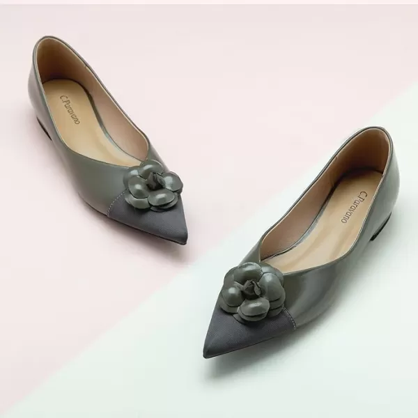 C.Paravano Women’s Flats I Slip on Ballet Flats I Pointed Toe Flats for Women I Two Tone Flats I Leather Flats Shoes Women I Womens Designer Flats