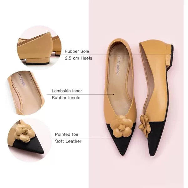 C.Paravano Women’s Flats I Slip on Ballet Flats I Pointed Toe Flats for Women I Two Tone Flats I Leather Flats Shoes Women I Womens Designer Flats