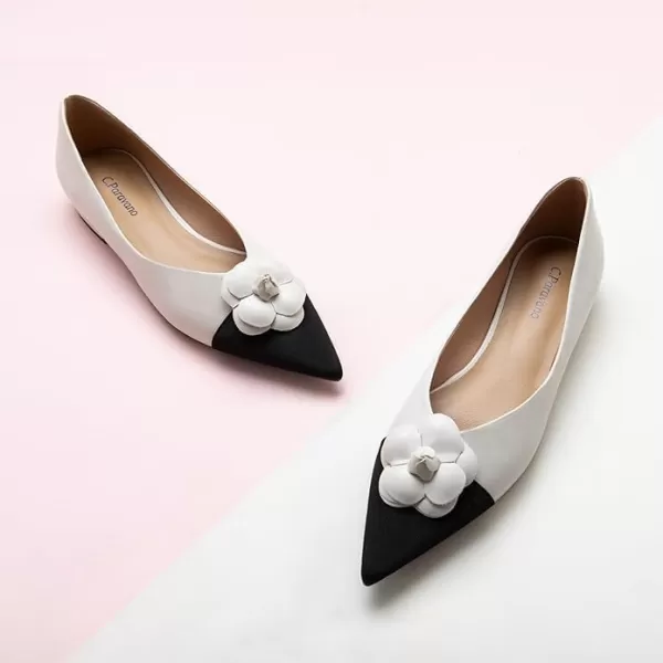 C.Paravano Women’s Flats I Slip on Ballet Flats I Pointed Toe Flats for Women I Two Tone Flats I Leather Flats Shoes Women I Womens Designer Flats