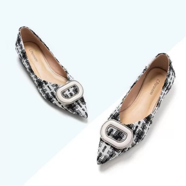 C.Paravano Women’s Flats I Slip on Ballet Flats I Pointed Toe Flats for Women I Two Tone Flats I Leather Flats Shoes Women I Womens Designer Flats