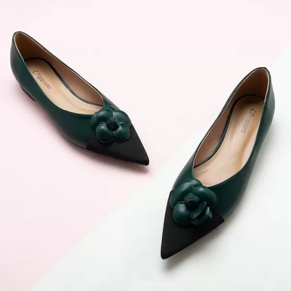 C.Paravano Women’s Flats I Slip on Ballet Flats I Pointed Toe Flats for Women I Two Tone Flats I Leather Flats Shoes Women I Womens Designer Flats