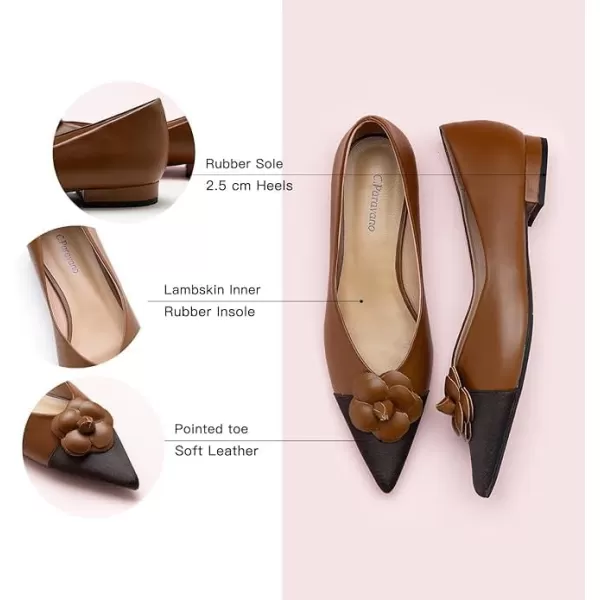 C.Paravano Women’s Flats I Slip on Ballet Flats I Pointed Toe Flats for Women I Two Tone Flats I Leather Flats Shoes Women I Womens Designer Flats