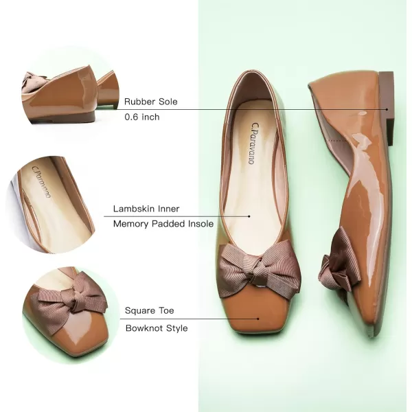 C.Paravano Women's Flats | Square Toe Shoes for Women | Leather Flat Shoes for Women | Slip On Ballet Flats