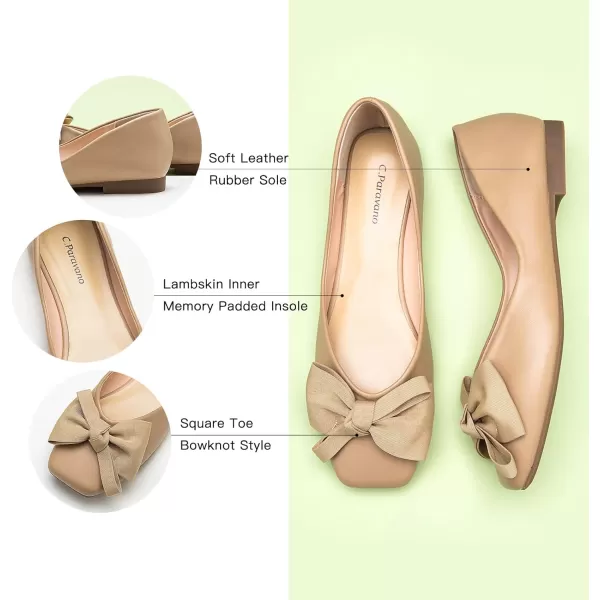 C.Paravano Women's Flats | Square Toe Shoes for Women | Leather Flat Shoes for Women | Slip On Ballet Flats