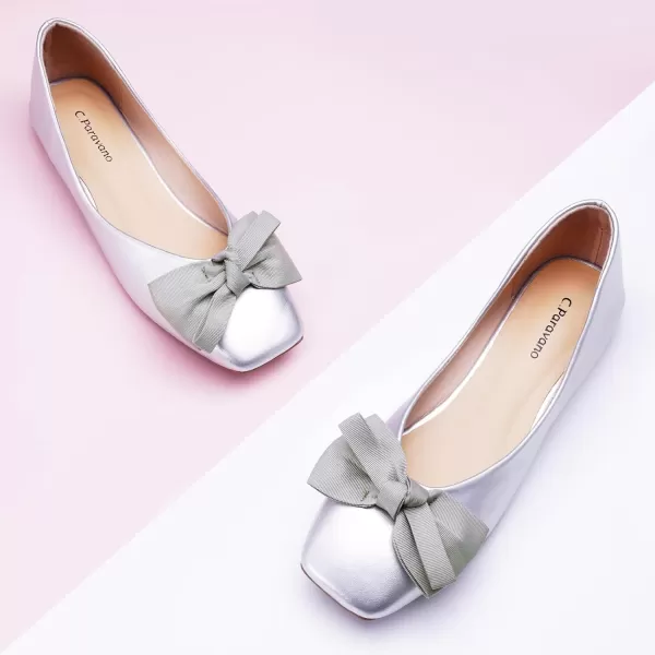 C.Paravano Women's Flats | Square Toe Shoes for Women | Leather Flat Shoes for Women | Slip On Ballet Flats