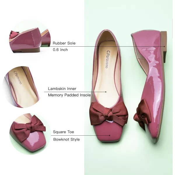 C.Paravano Women's Flats | Square Toe Shoes for Women | Leather Flat Shoes for Women | Slip On Ballet Flats