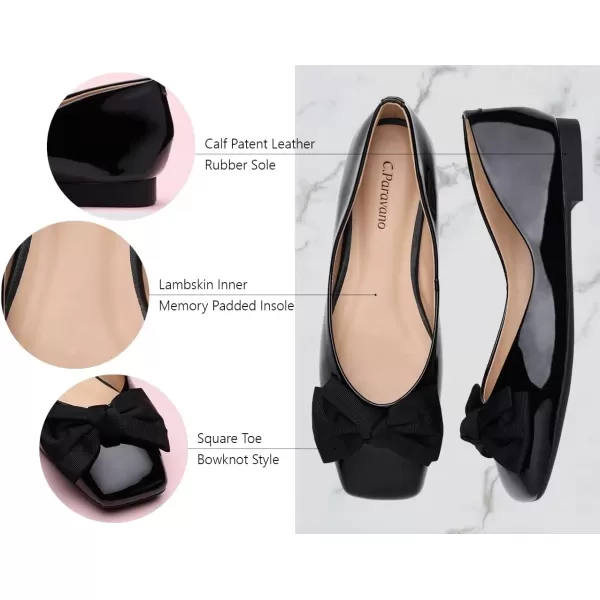 C.Paravano Women's Flats | Square Toe Shoes for Women | Leather Flat Shoes for Women | Slip On Ballet Flats