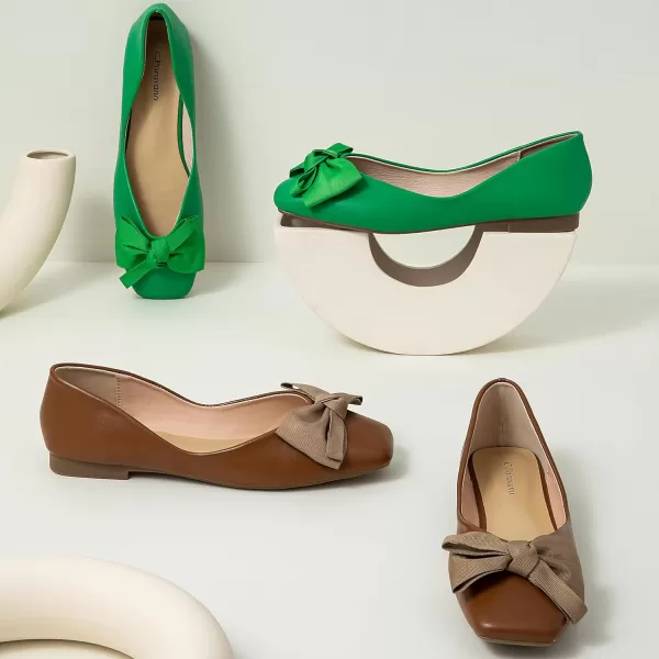 C.Paravano Women's Flats | Square Toe Shoes for Women | Leather Flat Shoes for Women | Slip On Ballet Flats