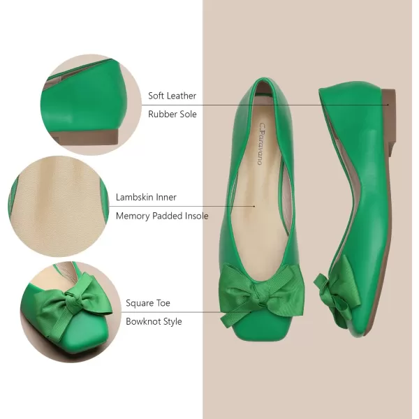 C.Paravano Women's Flats | Square Toe Shoes for Women | Leather Flat Shoes for Women | Slip On Ballet Flats