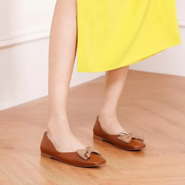 C.Paravano Women's Flats | Square Toe Shoes for Women | Leather Flat Shoes for Women | Slip On Ballet Flats